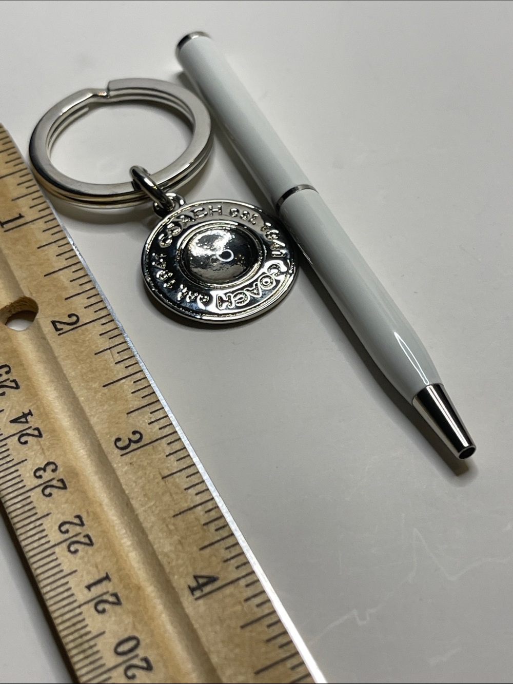 Coach Silver-tone Round Logo Keyring and Coach Pen - Picture 5 of 7
